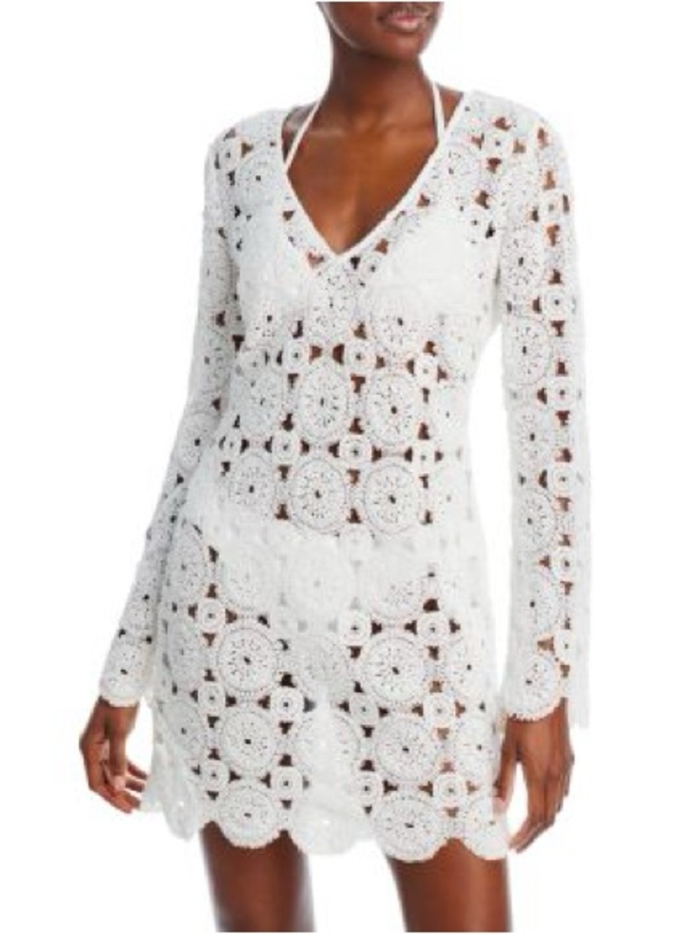 Aqua White Crochet Cover Up - Picture 1 of 4